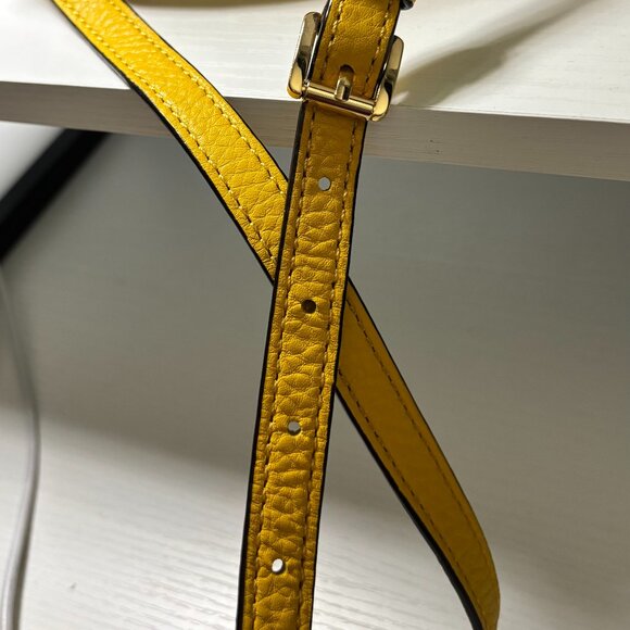 Michael Kors Citrus Yellow Pebbled Leather Small Flap Crossbody Bag - Picture 10 of 10